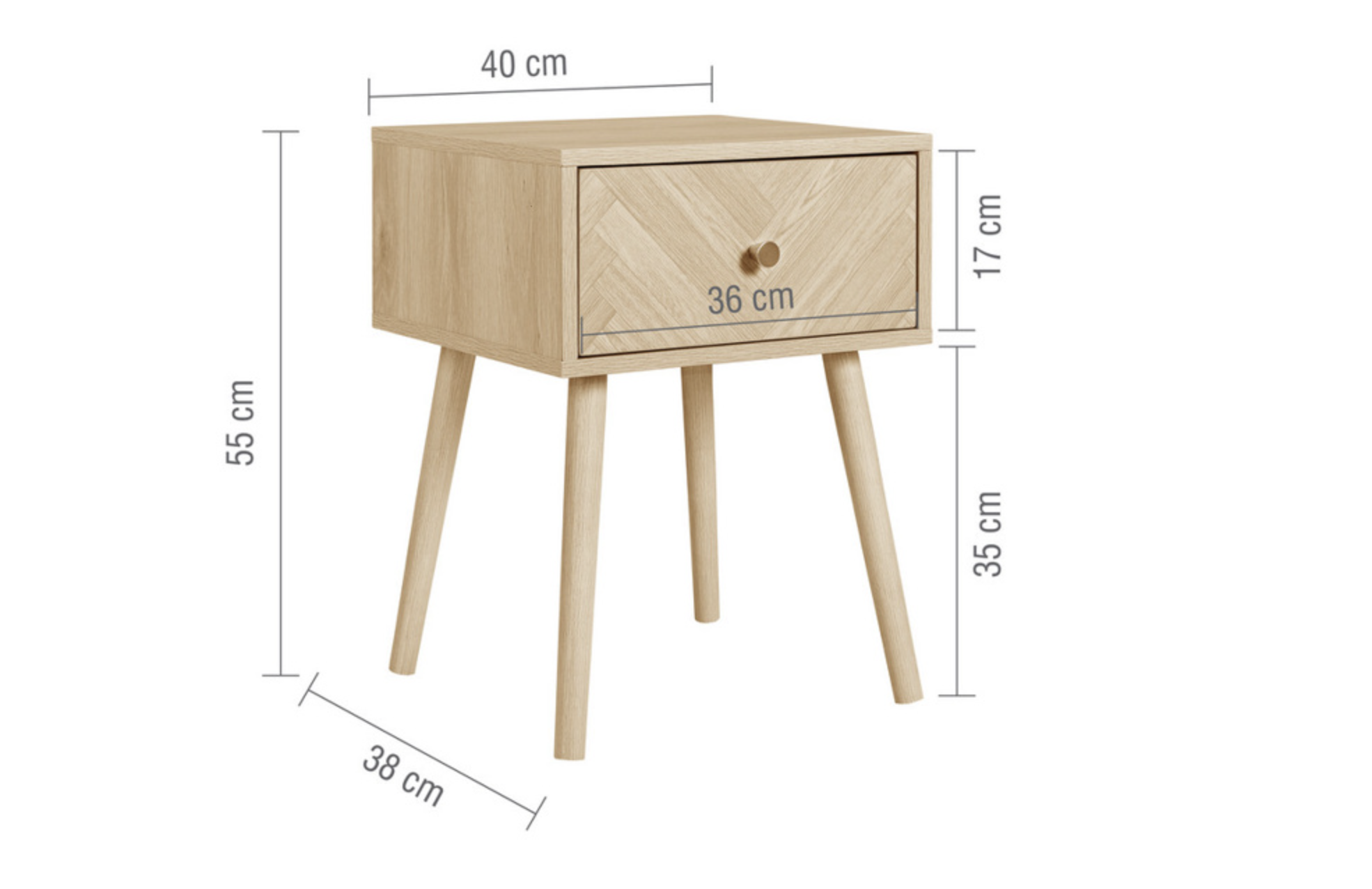 HERRINGFORD 1 DRAWER BEDSIDE OAK